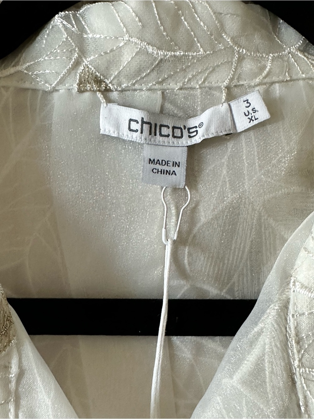 Chico's White Jacket with Beige Floral Embroidery - Picture 3 of 6